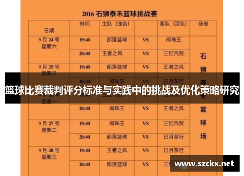 篮球比赛裁判评分标准与实践中的挑战及优化策略研究